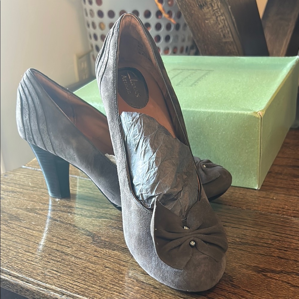 Clarks Charcoal Heeled Shoes